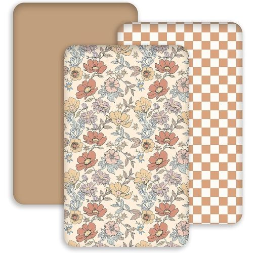Baby Bassinet Sheets 33x20 for Newton,Airclub,Maxi Cosi,Angelbliss,Dream on Me,Mika,Harppa,Amke,ezebaby Rectangle Bassinet Mattress - Retro Floral 3 Pack Girl