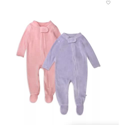 Unisex Velour Footie, Set of 2 - Baby 3-6 months