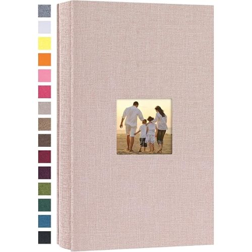 potricher Small Photo Album 4x6 300 Photos Linen Cover Picture Photo Book for Family Wedding Anniversary Baby Vacation (Beige,300 Pockets)