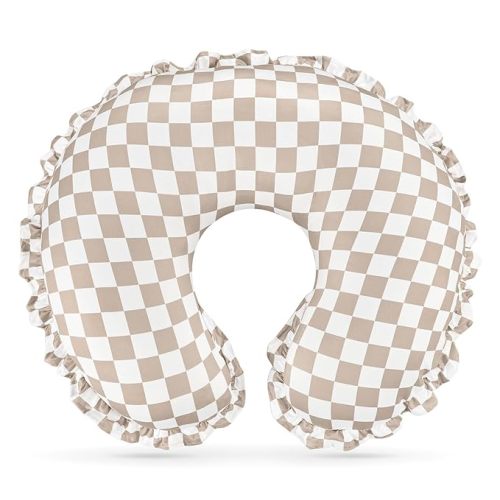 Nursing Pillow Cover, Removable Ruffled Pillowcase for Breastfeeding Pillows, Ultra Soft Comfortable Slipcover for Baby Girl and Boy, Black Gingham