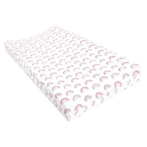 Hudson Baby Infant Girl Changing Pad Cover, Modern Rainbow, One Size