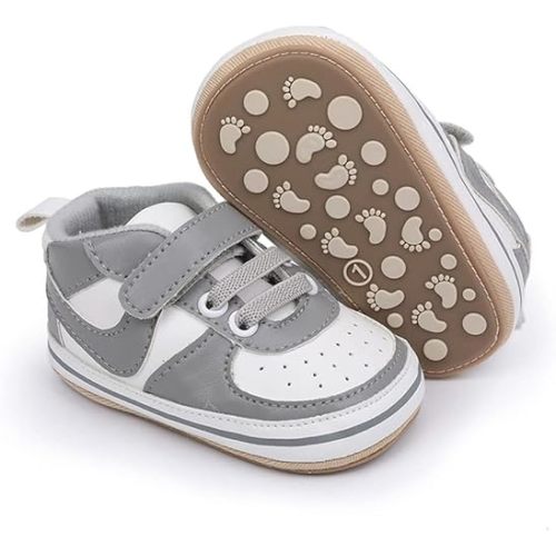 Clowora Unsex Baby Shoes Boys Girls Infant Sneakers Non-Slip Soft Rubber Sole Toddler Crib First Walker Lightweight Shoes
