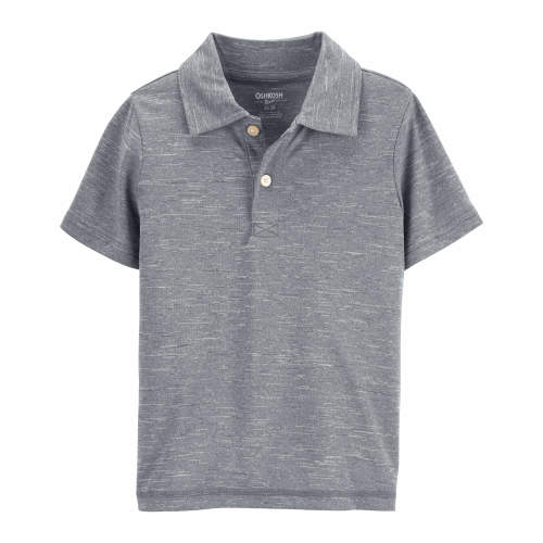 Toddler Polo Shirt in Moisture Wicking Active Jersey - Style,Heather Grey