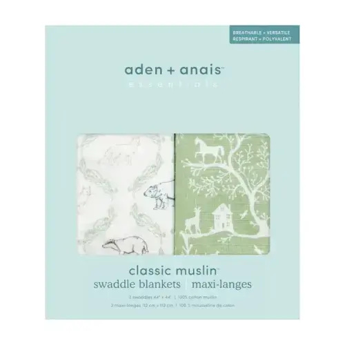 Time To Dream Print Muslin Swaddle 2pk | aden + anais