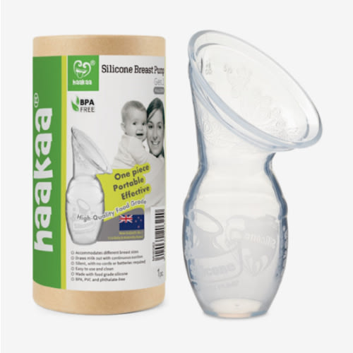 haakaa Manual Breast Pump for Breastfeeding, Silicone, Clear 4oz/100ml