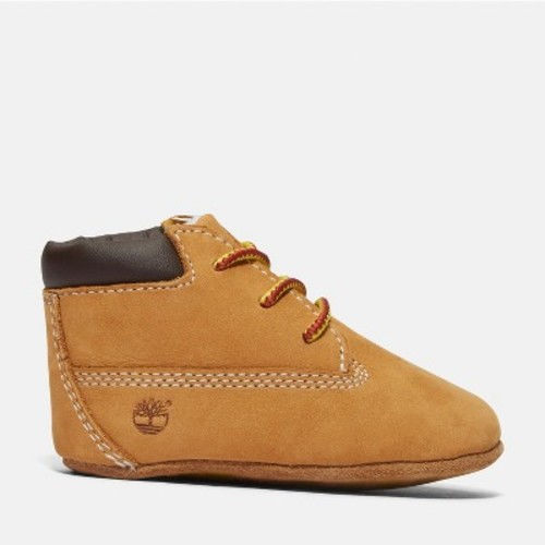 Timberland Infant Crib Bootie with Hat Set, Color: Wheat nubuck, Size: 3