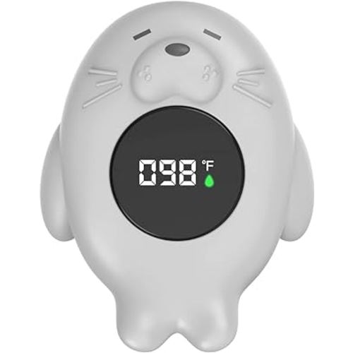 Baby Bath Thermometer Safety, Auto ON/Off Waterproof Bathtub Thermometer with Temperature Warning, Rubber Sea Otter Pool Floating Toy for Infant Toddler Bathing