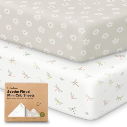 KeaBabies Mini Crib Sheets for Baby Girls, Boys, 2-Pack Soothe Pack and Play Sheets Fitted, Organic Pack N Play Mattress Sheet (Fleur)