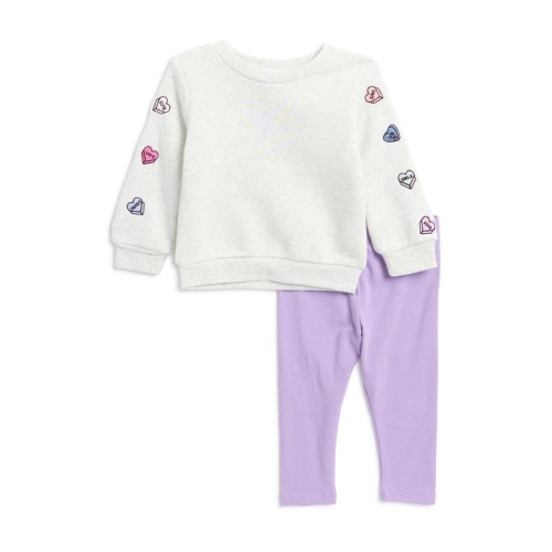 Dancing Hearts Embroidered Sweatshirt & Leggings Set