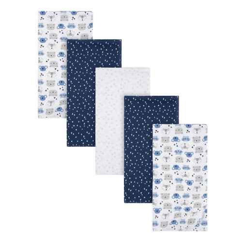 Gerber Baby Boys 100% Cotton Flannel Receiving Blankets, 5-Pack, Critters