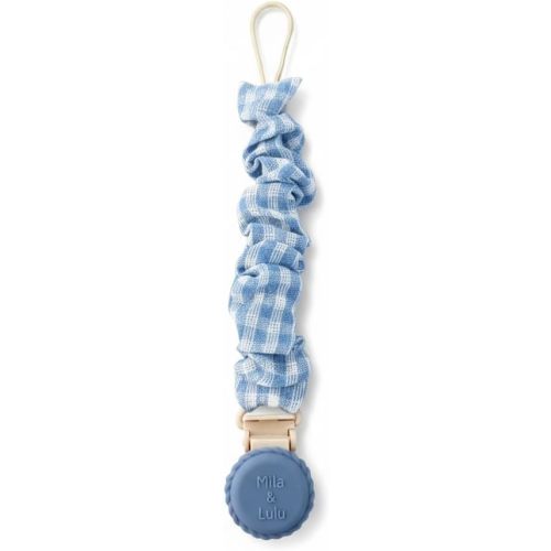 Muslin Cotton Pacifier Clips - Metal-Free, Lightweight and Secure Pacifier Holder for Babies (Ocean Bleu) - Mila & Lulu