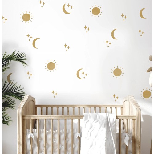 Dizzy Duck Sun Moon Stars Boho Wall Stencil Set for Nursery Wall Décor - Kids Room Boho Celestial Stencils - Reusable