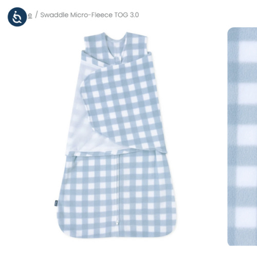 Blue Gingham Micro-Fleece Swaddle Newborn | HALO