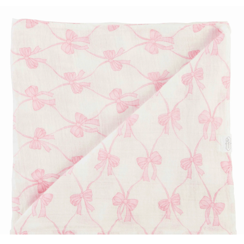Mud Pie Pink Bow Swaddle Blanket