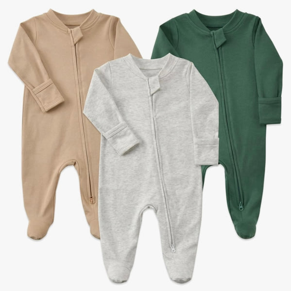 Aablexema Baby Footie Pajamas Cotton with Mitten Cuffs, Double Zipper