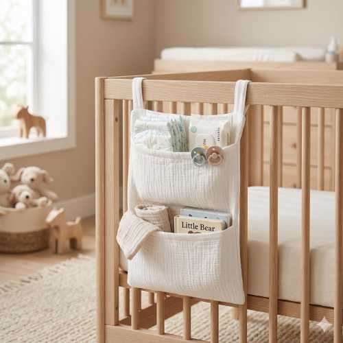 Baby Crib Organizer, Cot Caddy Organizer, Nursery Storage Bag, Hanging Diaper Holder, Stroller Organizer, Baby Shower Gift