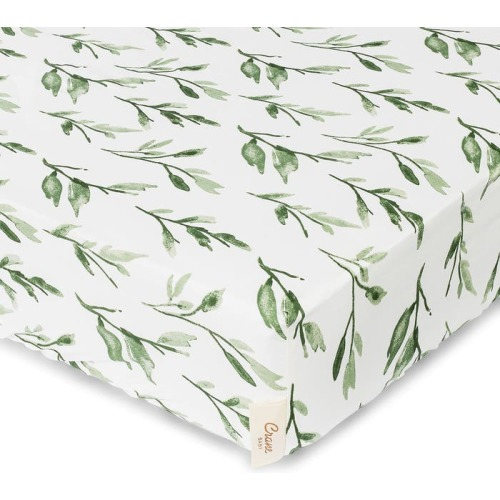 CRANE BABY Cotton Sateen Fitted Crib Sheet, White