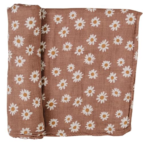 Mebie Baby Daisy Dream Muslin Swaddle, Modern and Neutral Swaddle Blanket for Baby Girl or Boy, Soft Baby Blankets, Newborn Swaddle Blanket, 0-3 Month, Comfy Wrap, Baby Essentials & Gifts