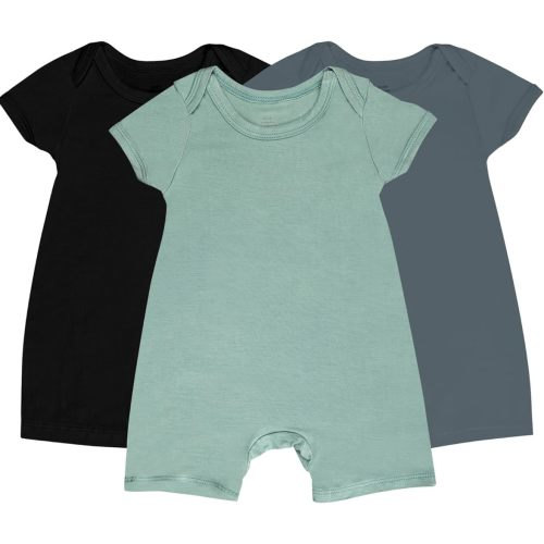 GUISBY Rayon Baby Pajamas, Short Sleeve Footless Rompers, Snap Closure Sleeper for Boy Girls