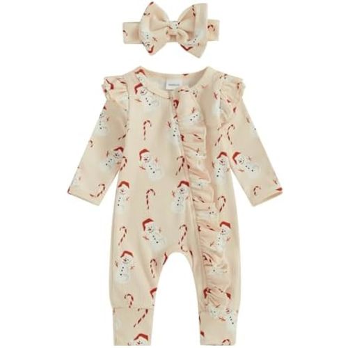 MoZiKQin Newborn Baby Girl Ruffle Romper Knit Sweater Onesie Jumpsuit Long Sleeve Zipper Romper Solid Fall Winter Outfits
