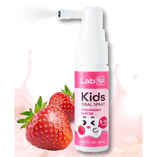LAB52 Kids Oral Spray, Toddler Toothpaste Helper for Cavity Repair and Fresh Breath, Children Anticavity with Fluoride Free for Newborn to Preschoolers, Xylitol Strawberry Flavor
