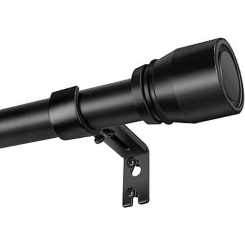 1” Diameter Curtain Rods Itself is 30 to144 inch 1 Pack Fit 30-142 inch, 66 to 120 inch Window with Heavy Duty Adjustable Rod Matte Black Splicing Metal Extra Long Curtain Rod for Windows