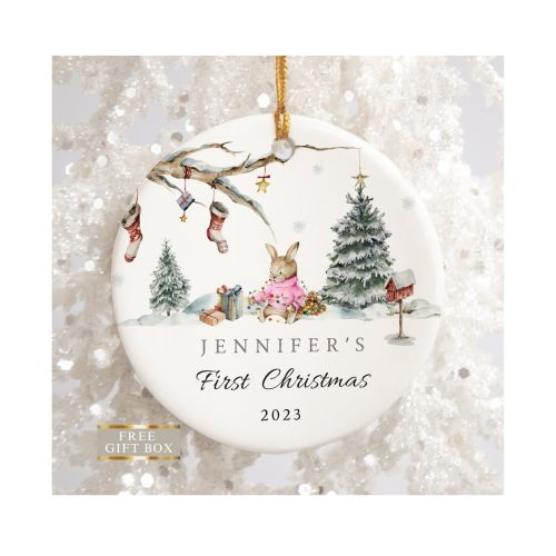 Babys first christmas ornament, personalized baby's first christmas ornament girl, ceramic christmas ornament for baby girl, new baby gift