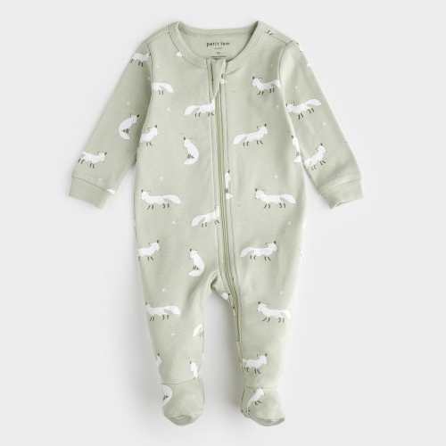 Petit Lem Zipper Sleeper - Arctic Fox on Pistachio