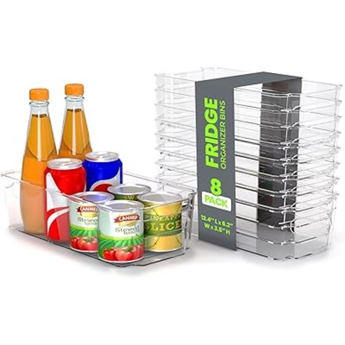 Utopia Home - Fridge Organizer Bins - Refrigerator Organizing Bins - Pantry Organizers and Storage - Stackable Storage Bins For Home & Kitchen Pantry Organization and Storage (Pack of 8, Medium)