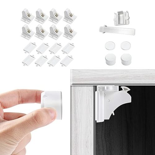 Vmaisi Adhesive Magnetic Cabinet Locks for Babies (8 Locks and 2 Keys)