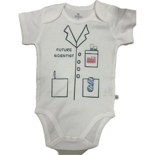 Future Scientist Baby Onesie – 18 Months – STEM Lab Coat Bodysuit Logo – Cute Educational Gift for Babies