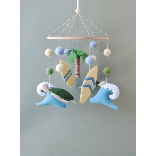 Mobile baby, Crib mobile, Ocean baby mobile, Surfboard baby mobile, Beach nursery, Newborn gift, Ocean theme nursery, Nautical baby shower