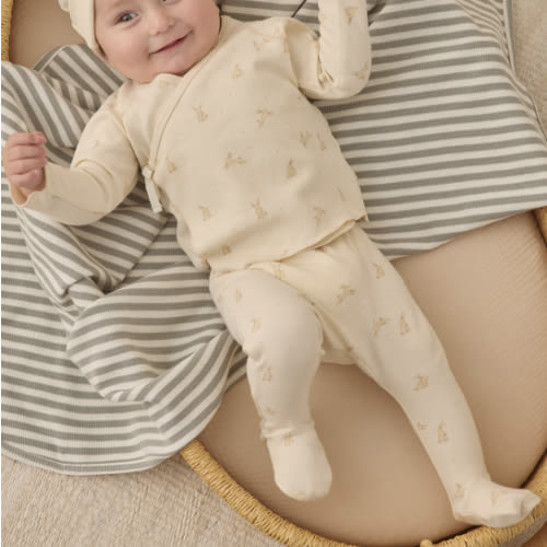 Wrap Top + Footed Pant Set Bunnies