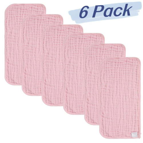 6 Pack Muslin Burp Cloths Baby Burp Clothes - Burp Rags for Boy Girls Muslin Bibs 6 Layers Large 20''x10'' 100% Cotton Hand Washcloths Soft Absorbent