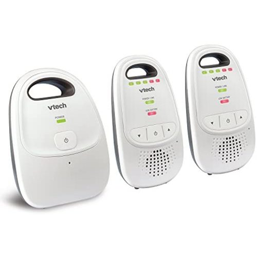 Upgraded VTech DM112-2 Audio Baby Monitor with Best-in-Class Long Range, Privacy Guaranteed DECT 6.0 Transmissions, Cystal-clear Sound, Up-graded Parent Unit with Rechargeable Battery