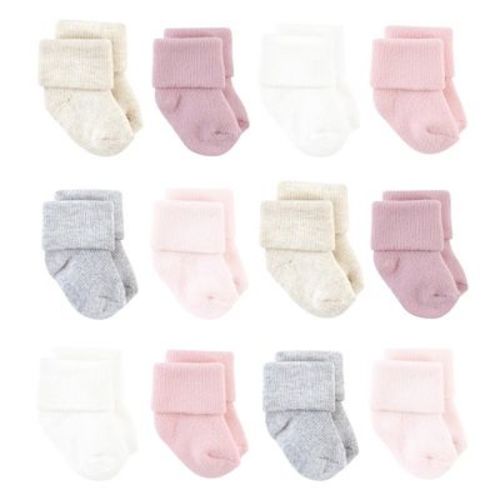 Hudson Baby Basics Infant Baby Cozy Terry Baby Sock 12-Pack, Blush Earth Tones, 6-12 Months
