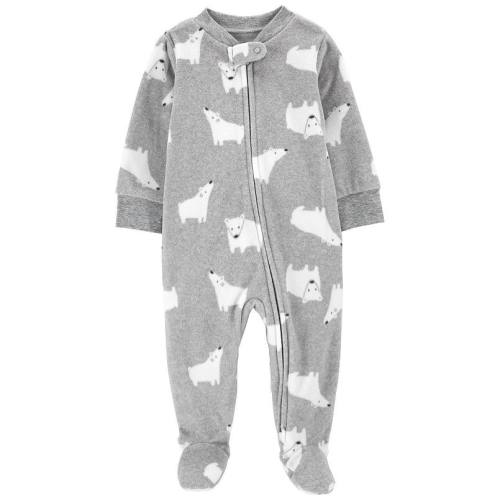 Baby Boy Carter's Grey Polar Bear Fleece Sleep & Play