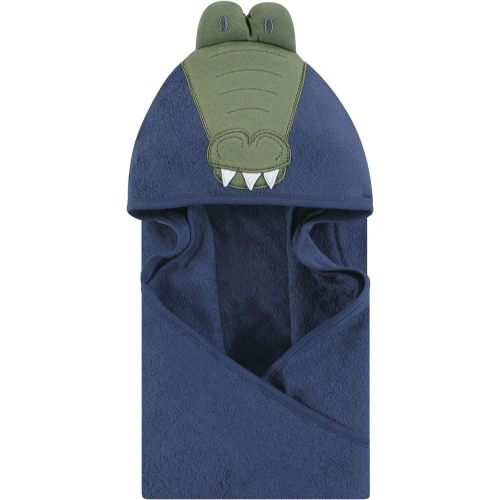 Hudson Baby Unisex Baby Cotton Animal Face Hooded Towel, Alligator, One Size