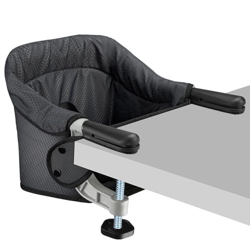 Hook On Chair with Removable Dining Tray, Portable Table High Chair, Folding Compact Baby Seat with Storage Bag for Indoor/Outdoor(Black)