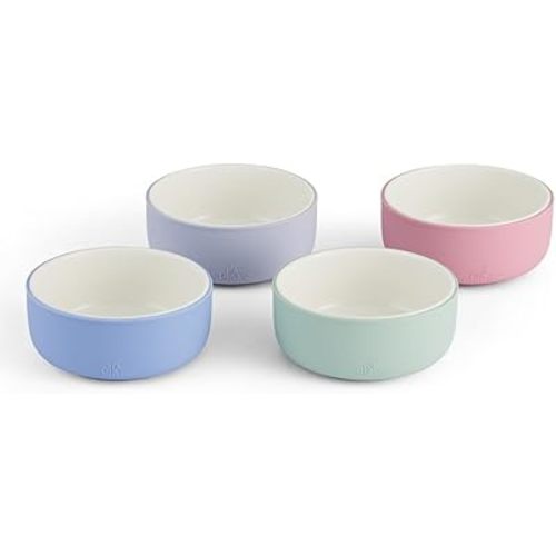 Elk and Friends Kids Porcelain Bowls with Silicone Sleeve | Kids/Toddler/Baby Feeding | Microwave & Dishwasher Safe | Non slip | Cereal/Soup/Snack Dishes & Dinnerware