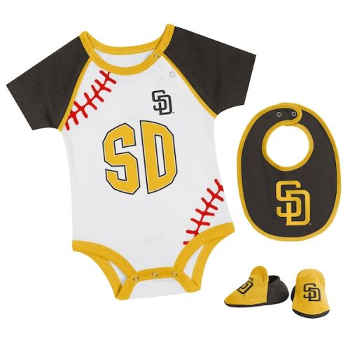 Newborn & Infant San Diego Padres Tied Up Bodysuit, Bib & Bootie Set