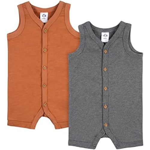 Gerber Baby Boys' 2-Pack Short Leg Romper