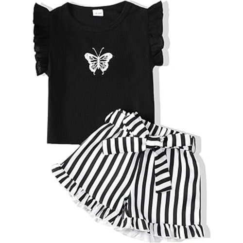 NZRVAWS Girl Clothes Toddler Girl Summer Outfit Heart Tank Top+Pink Shorts 2 Piece Clothing for Girl 1 2 3 4 5 6 7 T
