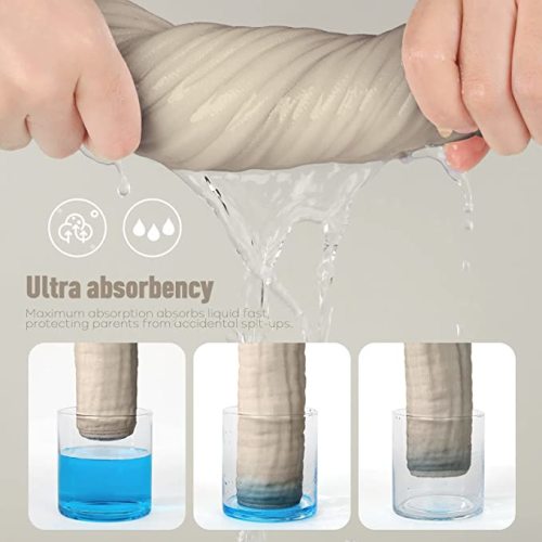 Yoofoss Muslin Burp Cloths for Baby 10 Pack 100% Cotton Baby Washcloths for Boys Girls Large 20''X10'' Super Soft and Absorbent Apricot White