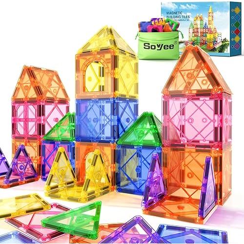 Magnetic Tiles Toddler Toys Magnetic Building Blocks for Kids Ages 3-12 STEM Educational Toys for Girls & Boys Sensory Play for Preschool Learning Classroom Must Have Decor