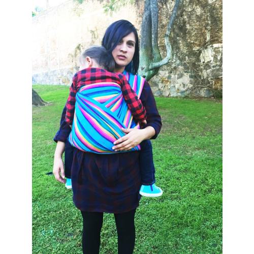 Baby Wrap carrier Mexican Senka Cyan w rainbow stripes 5,5 yards baby carrier
