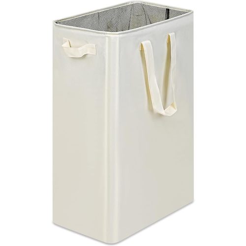 Slim Laundry Basket, Narrow Laundry Hamper with Handles, Collapsible Dirty Clothes Hamper, Tall Laundry Bin for Laundry Room, Dorm and Bedroom, 19.8 Gallon (75L) Beige