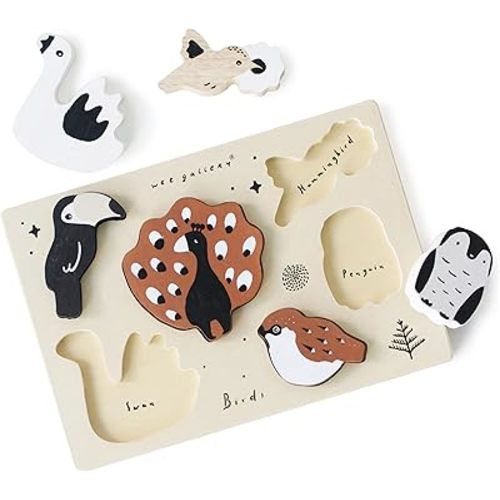 Wee Gallery Wooden Tray Puzzle Bugs, Montessori Toy for Toddlers and Preschoolers for Early Learning and Fine Motor Skill Development, Sustainable Educational Puzzle for Kids