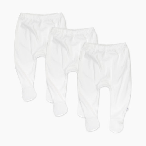 Honest Baby Clothing 3-Pack Organic Cotton Footed Harem Pants - Bright White, 3-6 M