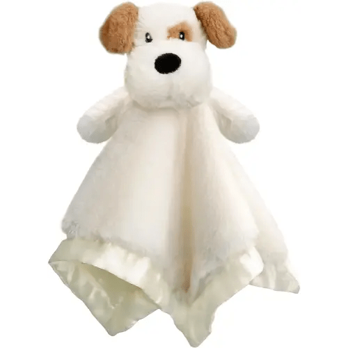 Dog Security Blanket Soft Lovey Baby Stuffed Animal with Satin Backing for Toddler Infant Newborn Boys and Girls, Lovely Unisex Puppy Snuggle Toy, Brown 13.5 Inch